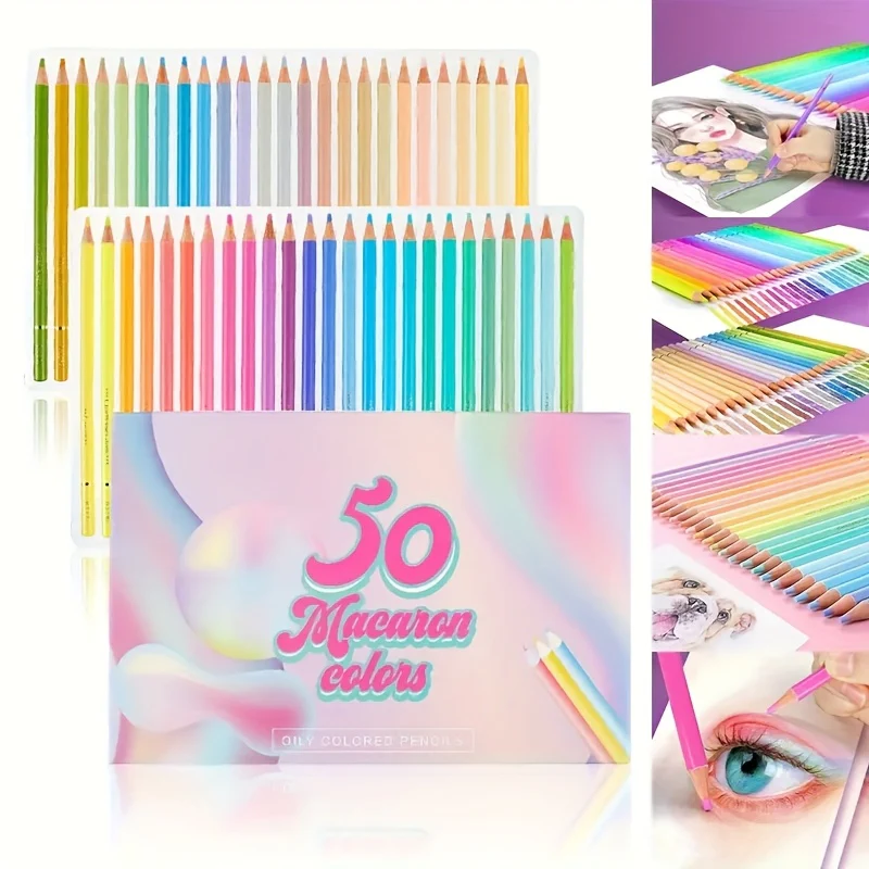 50\u002F72 Colors Macaron Colored Pencils Artist Drawing Colored Pencils Set Cork Oil Pastel Colored Pencils For Shading Sketching Drawing Gift Package, Perfect For Beginners And Professional Drawing